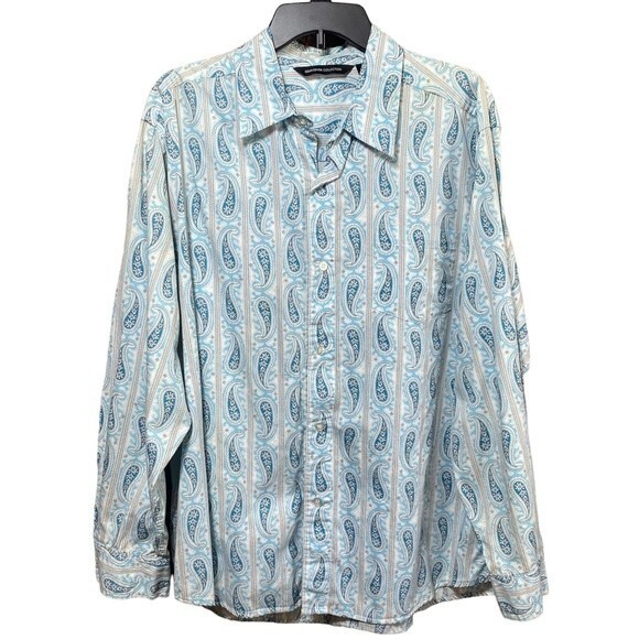 Gear Seven Collection- Blue Paisley Western Button Down Shirt- Sz. L - Picture 1 of 6